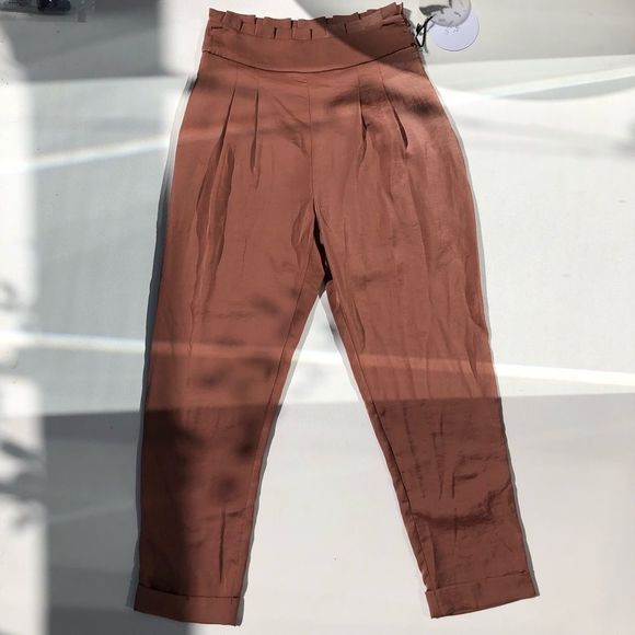🌸3/$30🌸 LINE & DOT Ali Paperbag Brown High Waist Pants - Picture 10 of 12